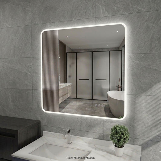 750X750MM FRONTLIT BATHROOM LED MIRROR WITH DEFOGGER | LED MIRROR NZ