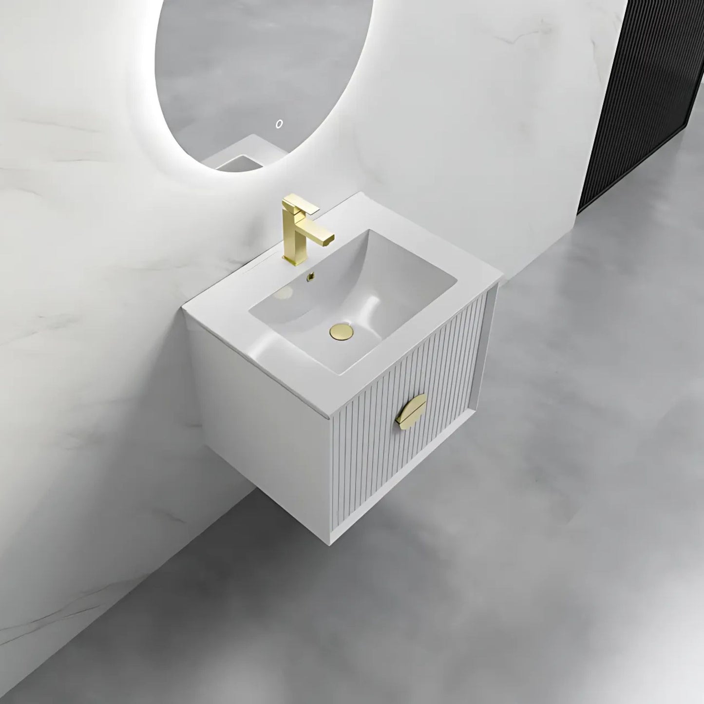 ELVA FLUTED WALL HUNG VANITY 600MM - WHITE