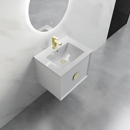 ELVA FLUTED WALL HUNG VANITY 600MM - WHITE