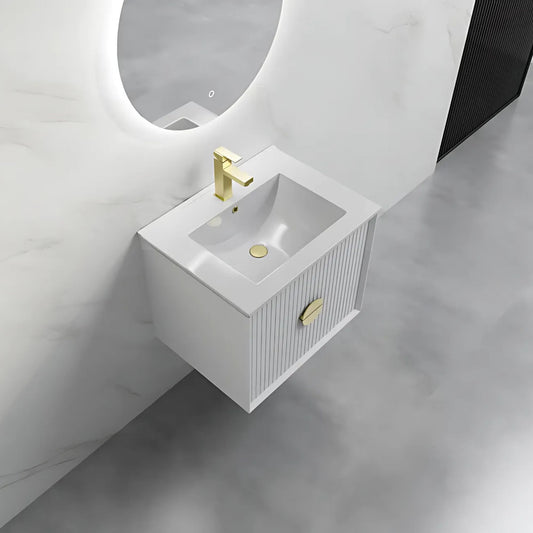 ELVA FLUTED WALL HUNG VANITY 600MM - WHITE