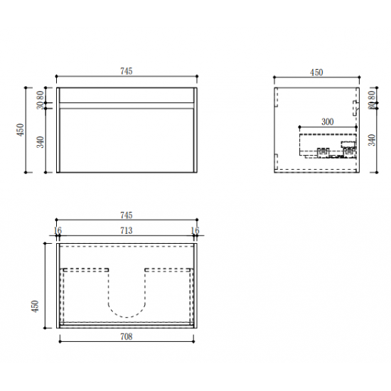 HONEY OAK WALL HUNG VANITY | 750MM | SINGLE DRAWER | BC13 - The Tile Collection™