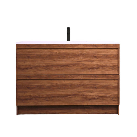 ASPEN WALNUT FLOOR STANDING VANITY 1200MM SINGLE | 2 DRAWERS WITH CERAMIC BASIN