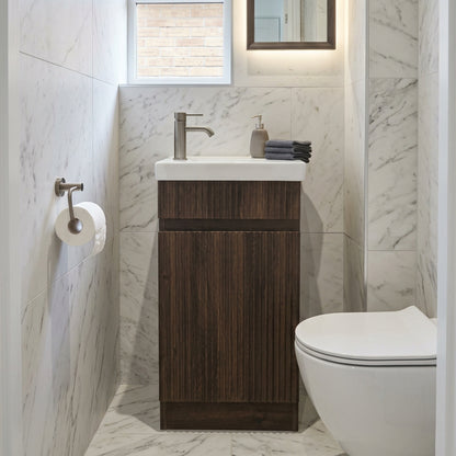 Wood look slim vanity for small toilets 
