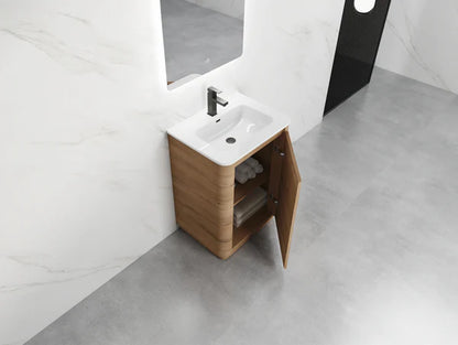 600MM BROOK CURVED FLOORSTANDING VANITY | HONEY OAK