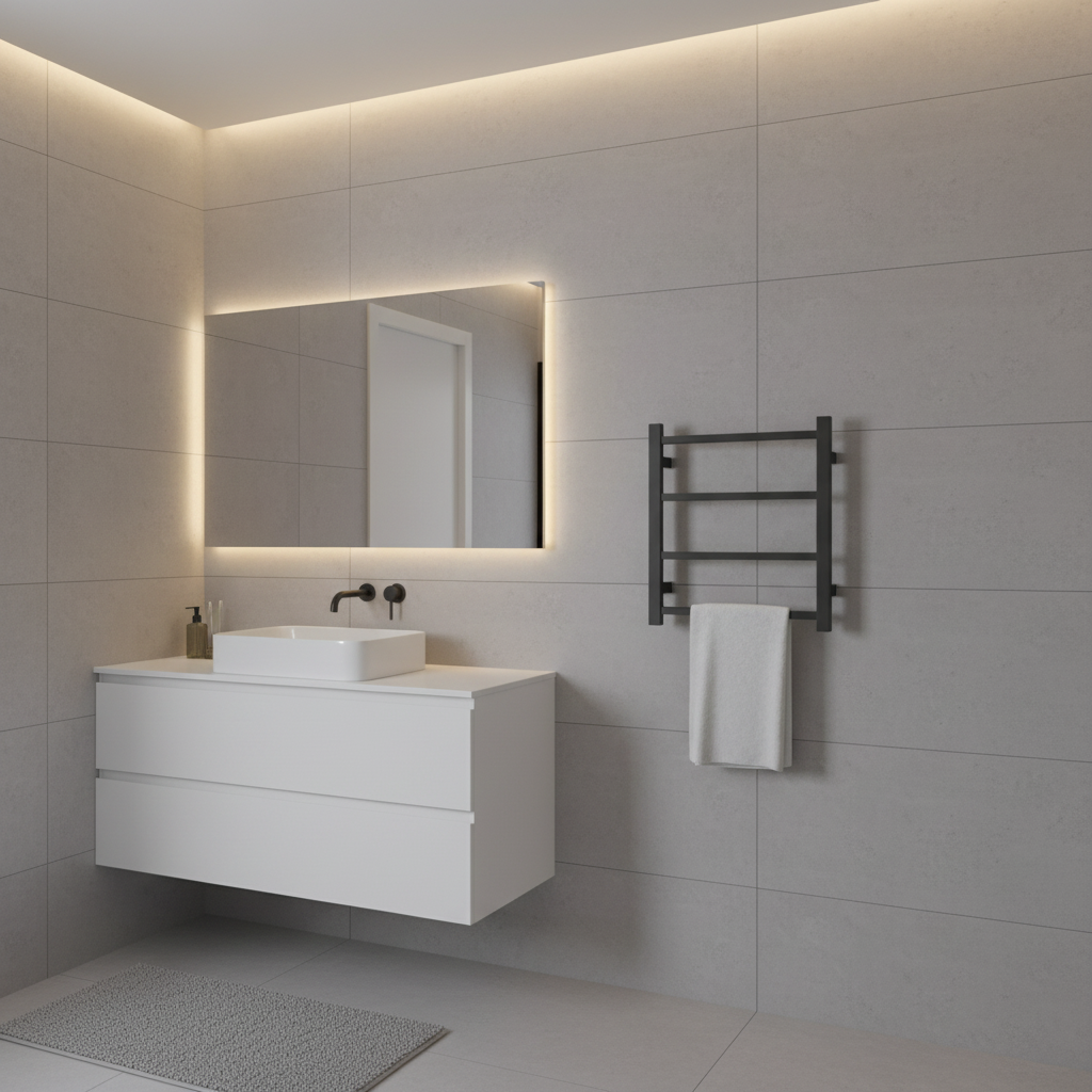 4 BAR SQUARE HEATED TOWEL RAIL DN 500H*420W*120D- MATTE BLACK