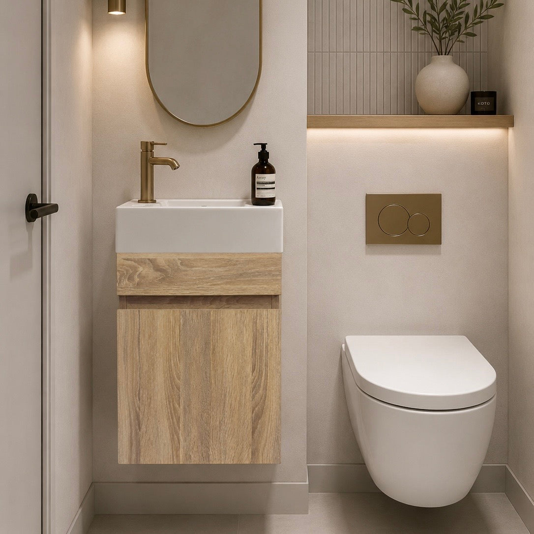 PICCOLO 400MM LIGHT OAK PLYWOOD WALL HUNG VANITY