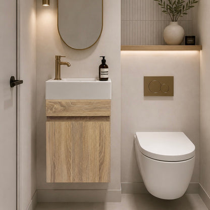 PICCOLO 400MM LIGHT OAK PLYWOOD WALL HUNG VANITY