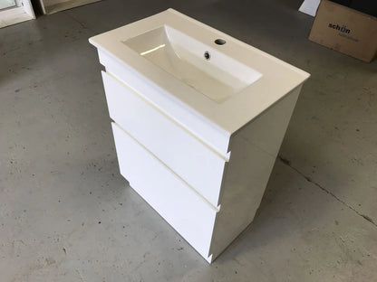 VALENTINA SLIM FLOOR STANDING VANITY | WHITE GLOSS | 750MM | PLYWOOD WITH CERAMIC TOP