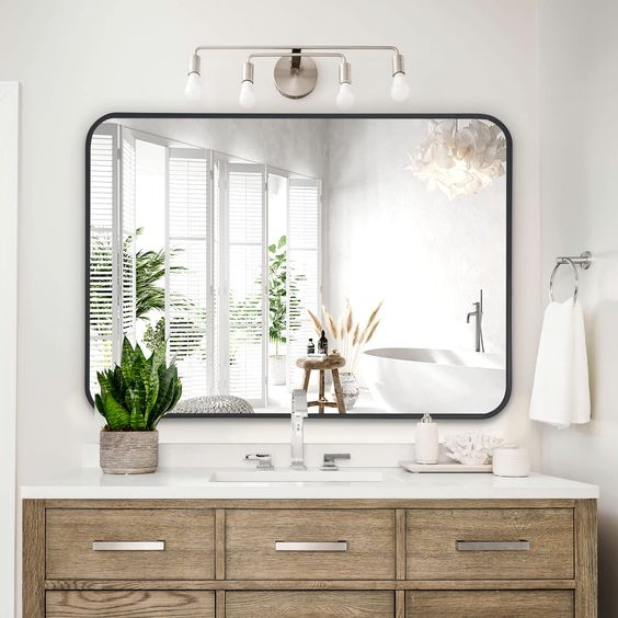 1200x800MM SERAPHINE BLACK ALUMINIUM FRAMED MIRROR DN - The Tile Collection™