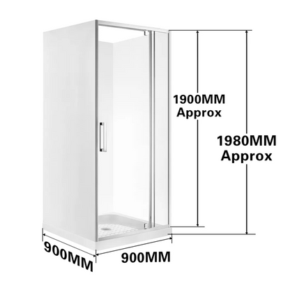 900x900x900MM ALCOVE 3 SIDED SHOWER ENCLOSURE WITH SWING DOOR - CHROME - The Tile Collection™