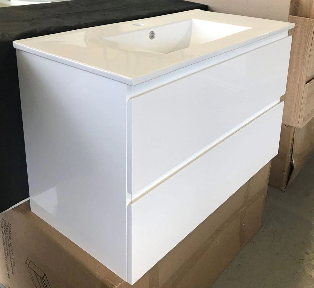 750MM NELSON GLOSS WHITE PLYWOOD WALL HUNG VANITY