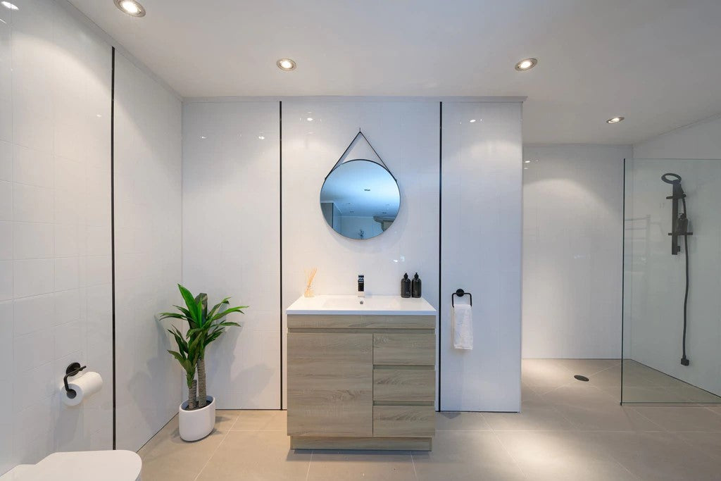 900MM MADRID LIGHT OAK PLYWOOD FLOORSTANDING VANITY WITH CERAMIC TOP - The Tile Collection™