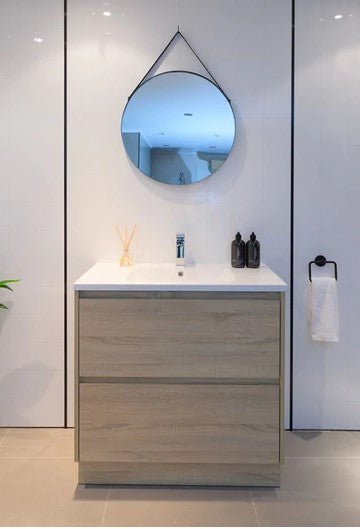 900MM POLO LIGHT OAK PLYWOOD FREESTANDING VANITY WITH CERAMIC TOP - The Tile Collection™