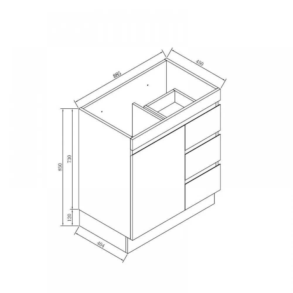900MM MADRID DARK OAK PLYWOOD FLOORSTANDING VANITY WITH CERAMIC TOP
