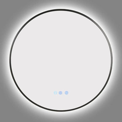 900MM ROUND BACKLIT LED MIRROR WITH GUNMETAL FRAME & MOTION SENSOR | DEFOGGER | 3 COLOURS LIGHTS
