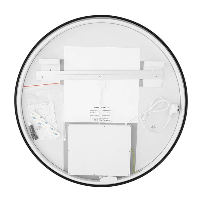 900MM ROUND BACKLIT LED MIRROR WITH GUNMETAL FRAME & MOTION SENSOR | DEFOGGER | 3 COLOURS LIGHTS