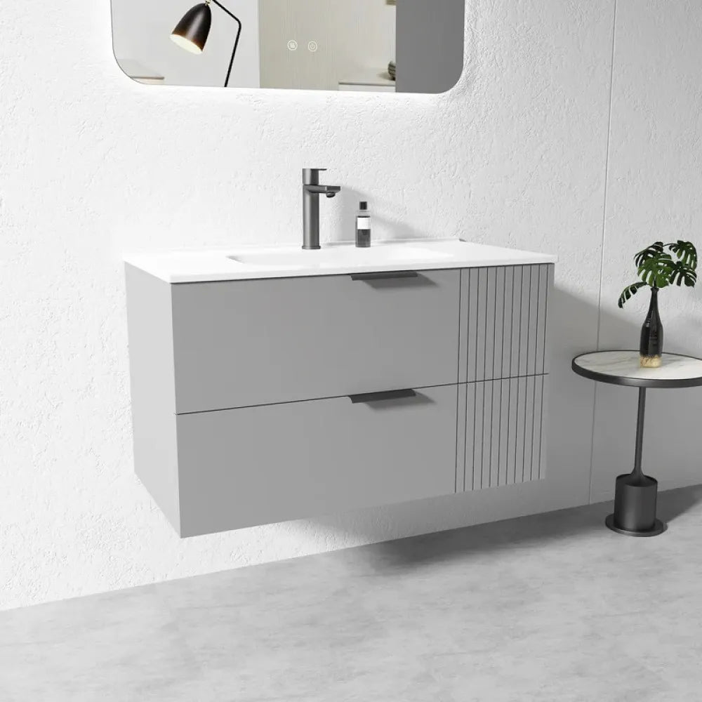 900MM AURA WALL HUNG VANITY GREY | PLYWOOD - The Tile Collection™