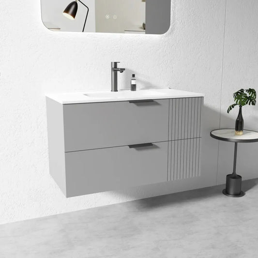 900mm grey wall hung bathroom vanity – modern floating design
