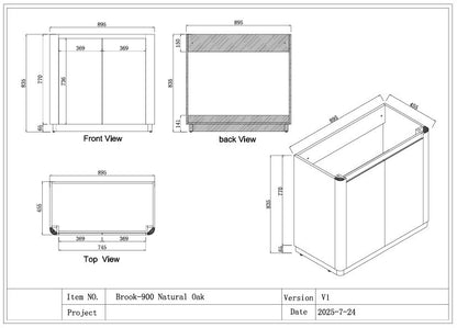 900MM BROOK CURVED FLOORSTANDING VANITY | HONEY OAK