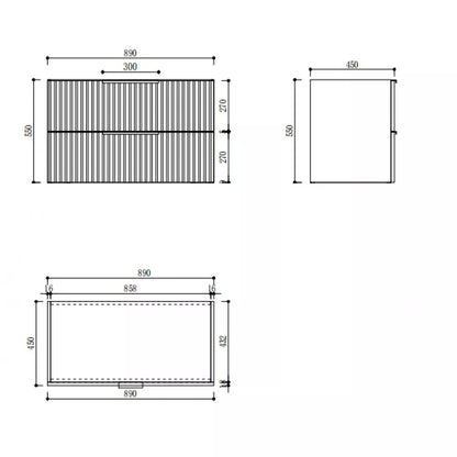 WHITE WALL HUNG VANITY | 900MM | FLUTED | PLYWOOD - The Tile Collection™
