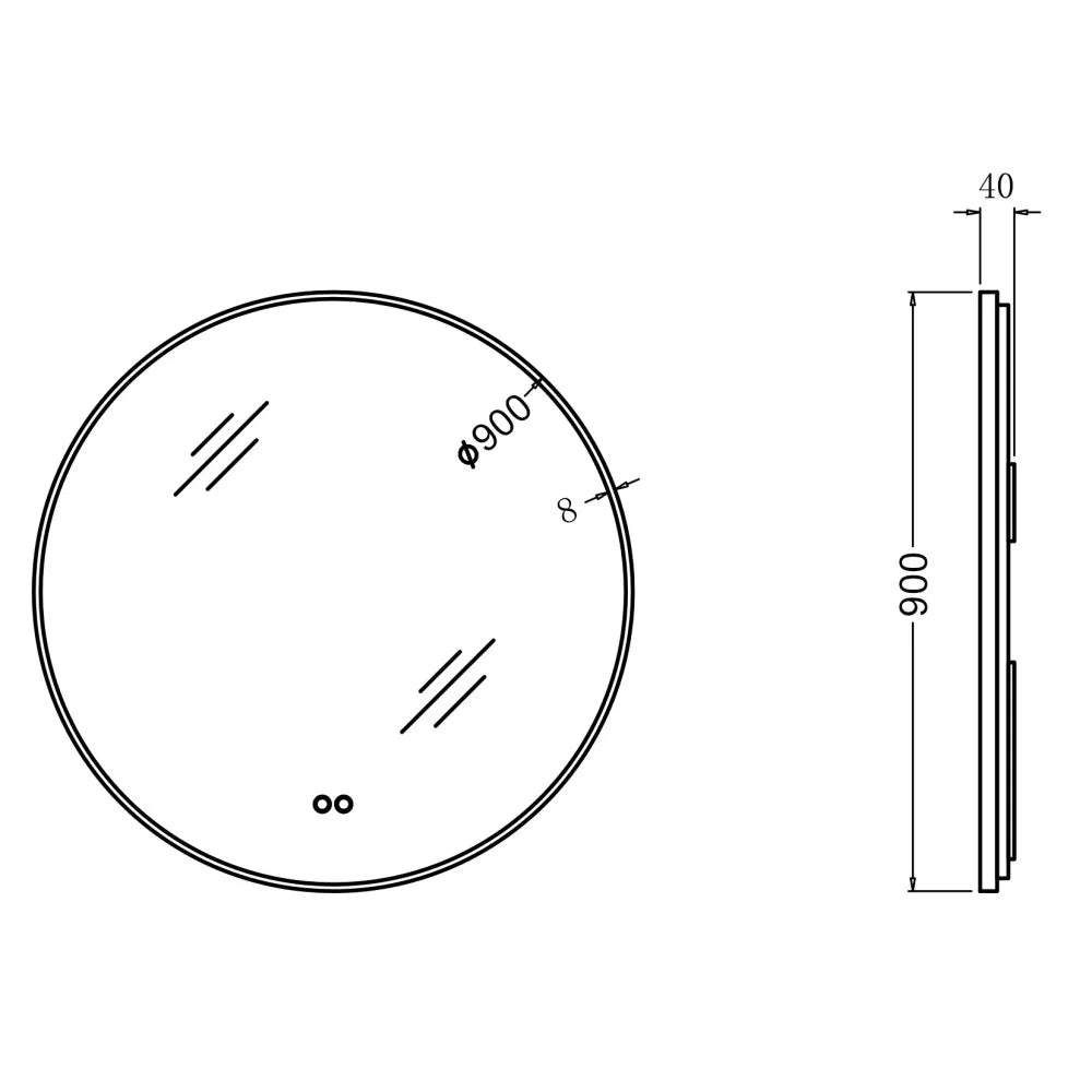 900MM ROUND BACKLIT LED MIRROR WITH GUNMETAL FRAME & MOTION SENSOR | DEFOGGER | 3 COLOURS LIGHTS