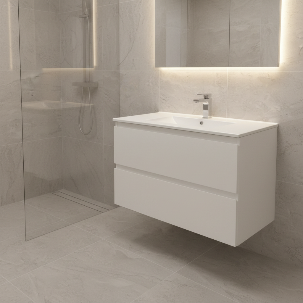 NELSON WALL HUNG VANITY | 750MM | GLOSS WHITE | PLYWOOD Bathroom Vanity NZ