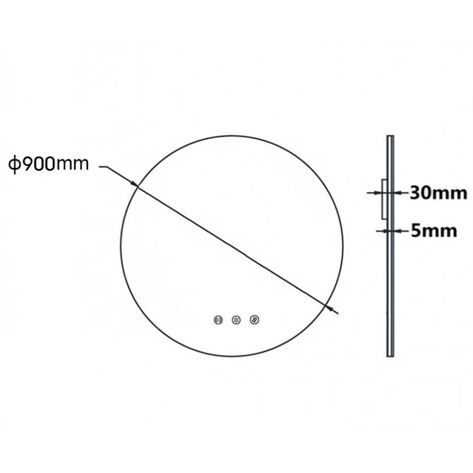 900MM ROUND BACKLIT LED MIRROR WITH MOTION SENSOR  DEFOGGER | 3 COLOUR LIGHTS