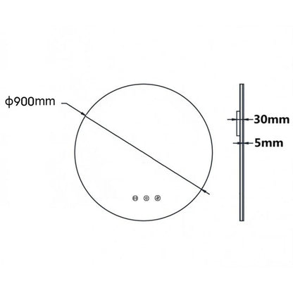 900MM ROUND BACKLIT LED MIRROR WITH MOTION SENSOR  DEFOGGER | 3 COLOUR LIGHTS