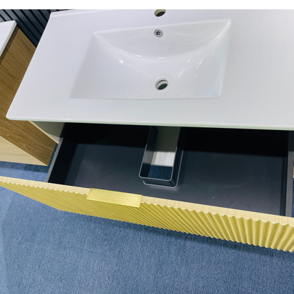 MEHER FLUTED OAK WALL HUNG VANITY | 900MM |PLYWOOD