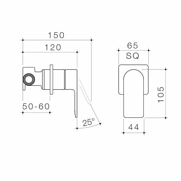 Caroma Urbane® II Bath / Shower Mixer - Round or Square Cover Plate - 5 Finishes