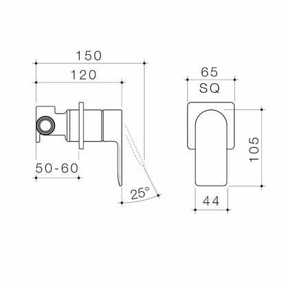 Caroma Urbane® II Bath / Shower Mixer - Round or Square Cover Plate - 5 Finishes