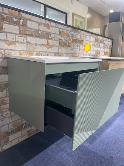 900MM SAGE GREEN WALL HUNG VANITY – PARALLEL AVO - MODERN FLOATING BATHROOM VANITY NZ