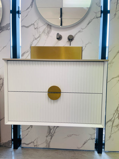 ELVA FLUTED WALL HUNG VANITY 1200MM DOUBLE - WHITE