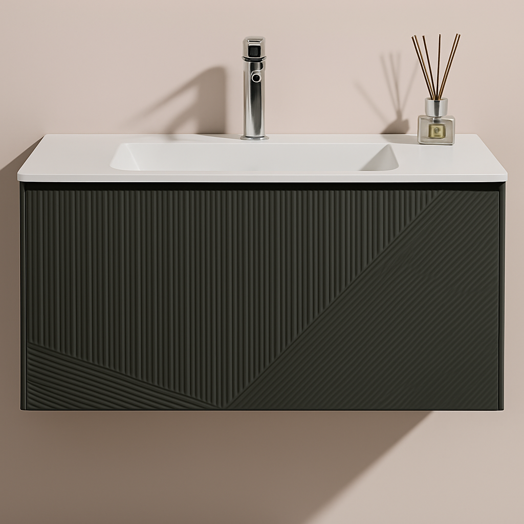 750MM DARK GREY WALL HUNG VANITY – PARALLEL AVO| MODERN FLOATING BATHROOM VANITY NZ - The Tile Collection™