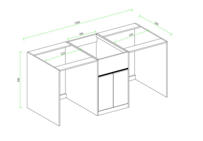 1800MM WHITE PLYWOOD LAUNDRY STATION | STONE BENCHTOP | STAINLESS STEEL SINK