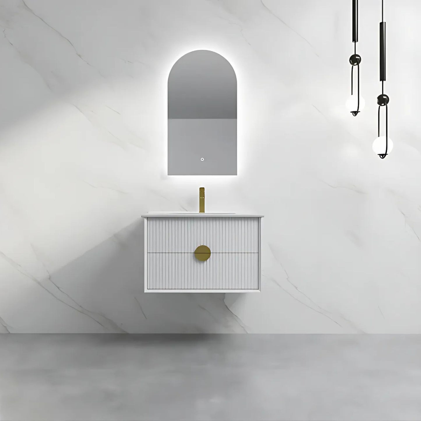 ELVA FLUTED WALL HUNG VANITY 750MM - WHITE