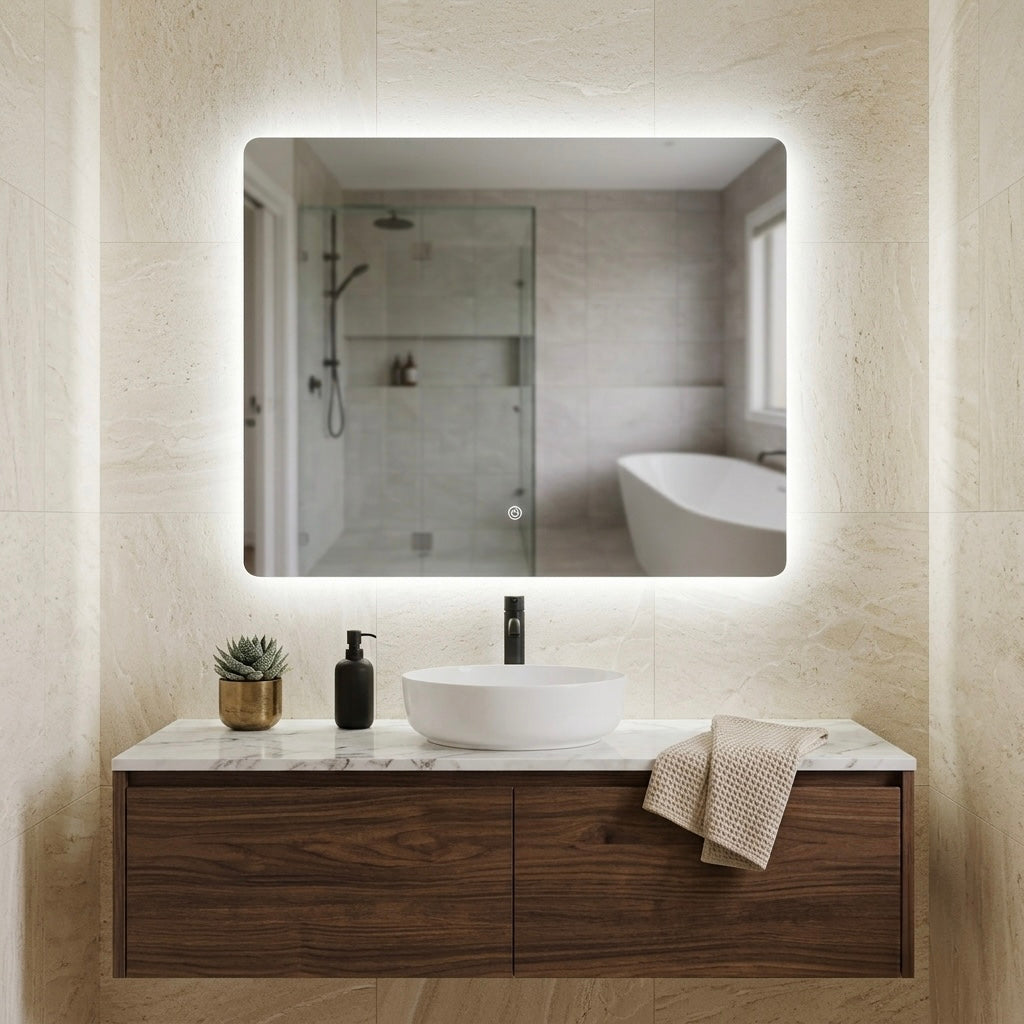 900X750MM RECTANGULAR BACKLIT LED MIRROR WITH DEMISTER DN | TOUCH CONTROL | 3 COLOUR TEMPERATURES