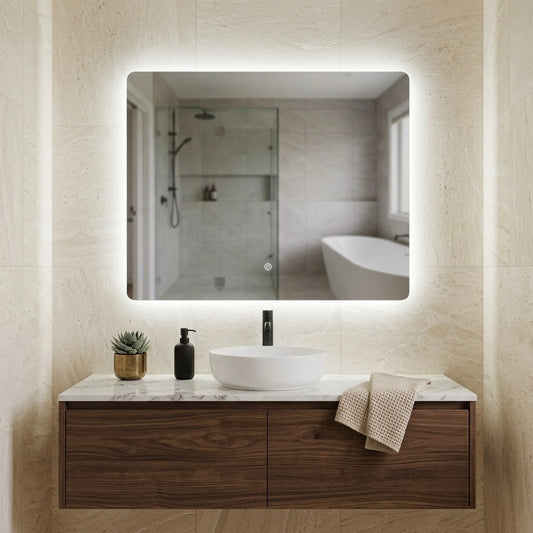 750X700MM RECTANGULAR BACKLIT LED MIRROR WITH DEMISTER DN | TOUCH CONTROL | 3 COLOUR TEMPERATURES