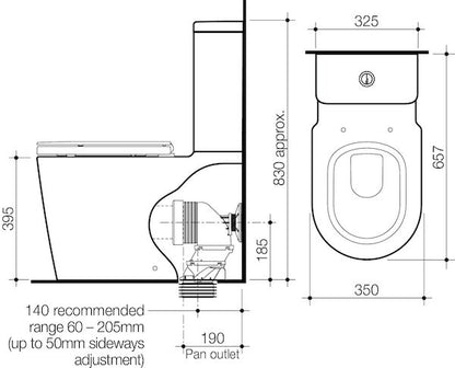 Caroma Liano CleanFlush Wall Faced Close Coupled Back Entry Toilet Suite
