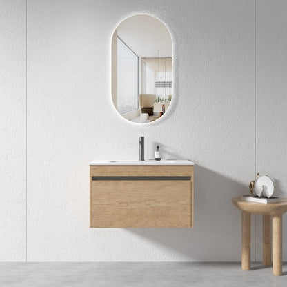 HONEY OAK WALL HUNG VANITY | 750MM | SINGLE DRAWER | BC13 - The Tile Collection™