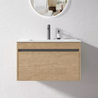 HONEY OAK WALL HUNG VANITY | 750MM | SINGLE DRAWER | BC13 - The Tile Collection™