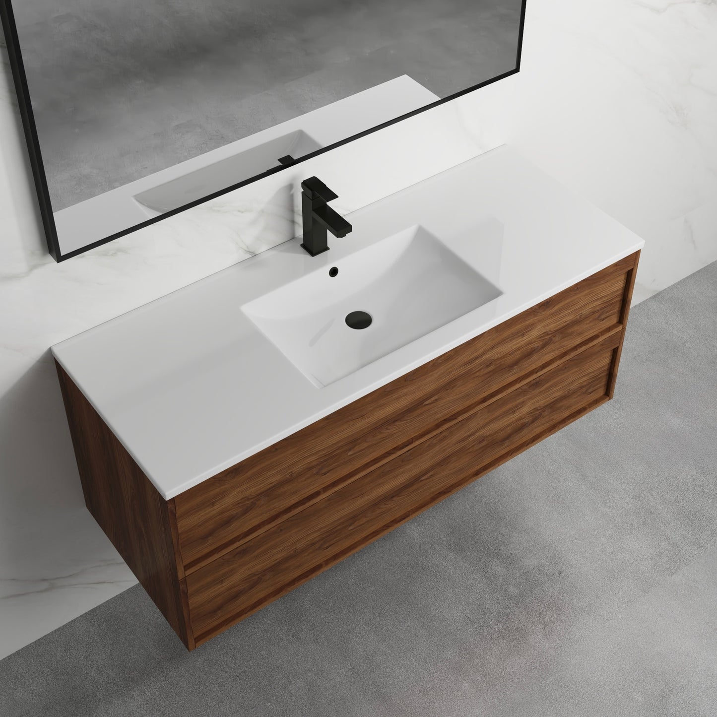 ASPEN WALNUT WALL HUNG VANITY 1200MM SINGLE | 4 DRAWERS, PLYWOOD FLOATING VANITY NZ