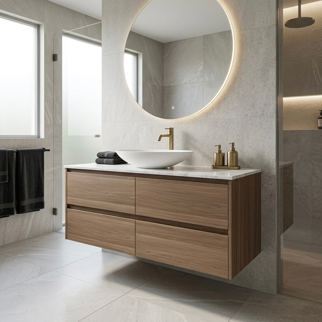 ROSEWOOD WALL HUNG VANITY | 1200MM | SINGLE BASIN | PLYWOOD