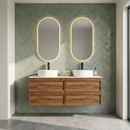 ASPEN WALNUT WALL HUNG VANITY 1500MM DOUBLE | 4 DRAWERS, PLYWOOD FLOATING VANITY NZ