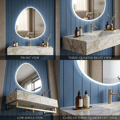 OCEANO 700X700MM ASYMMETRICAL LED BATHROOM MIRROR WITH DEMISTER
