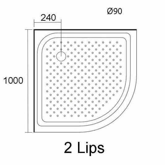 ROUND SHOWER TRAY 1000X1000MM - CORNER WASTE