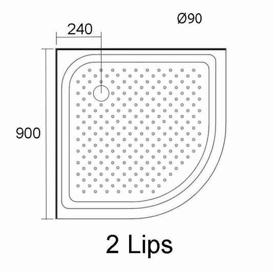 ROUND SHOWER TRAY 900X900MM - CORNER WASTE