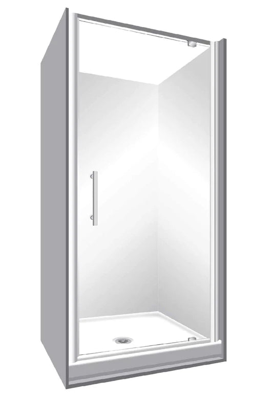 900x750x900MM ALCOVE 3 SIDED SHOWER ENCLOSURE WITH SWING DOOR - CHROME - The Tile Collection™