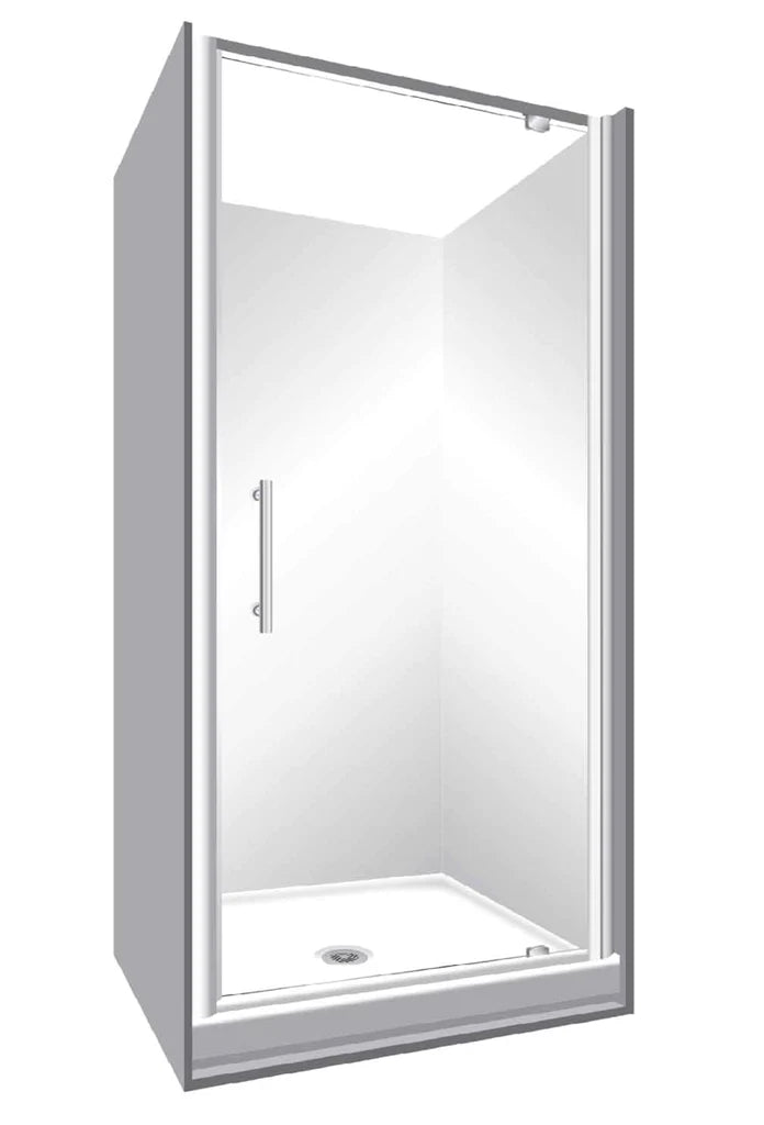 800x800x800MM ALCOVE 3 SIDED SHOWER ENCLOSURE WITH SWING DOOR - CHROME - The Tile Collection™