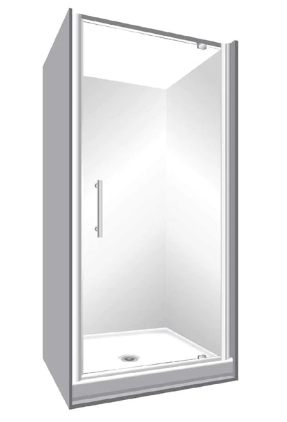 800x800x800MM ALCOVE 3 SIDED SHOWER ENCLOSURE WITH SWING DOOR - CHROME - The Tile Collection™